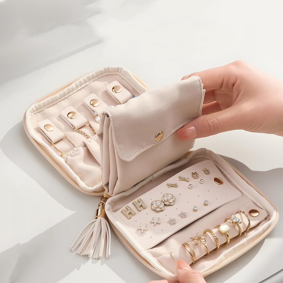 Travel Jewellery & Accessories Organiser - Kotak Penyimpanan Perhiasan Lembut, Kantong Perhiasan