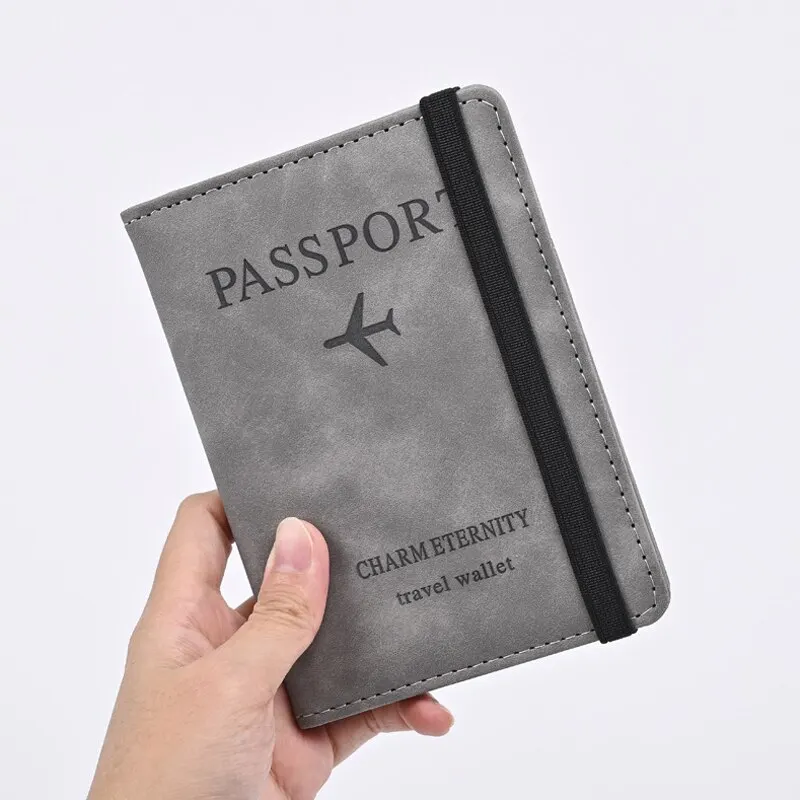 Passport Holder Rfid - Dompet kulit PU pria, dompet pemegang